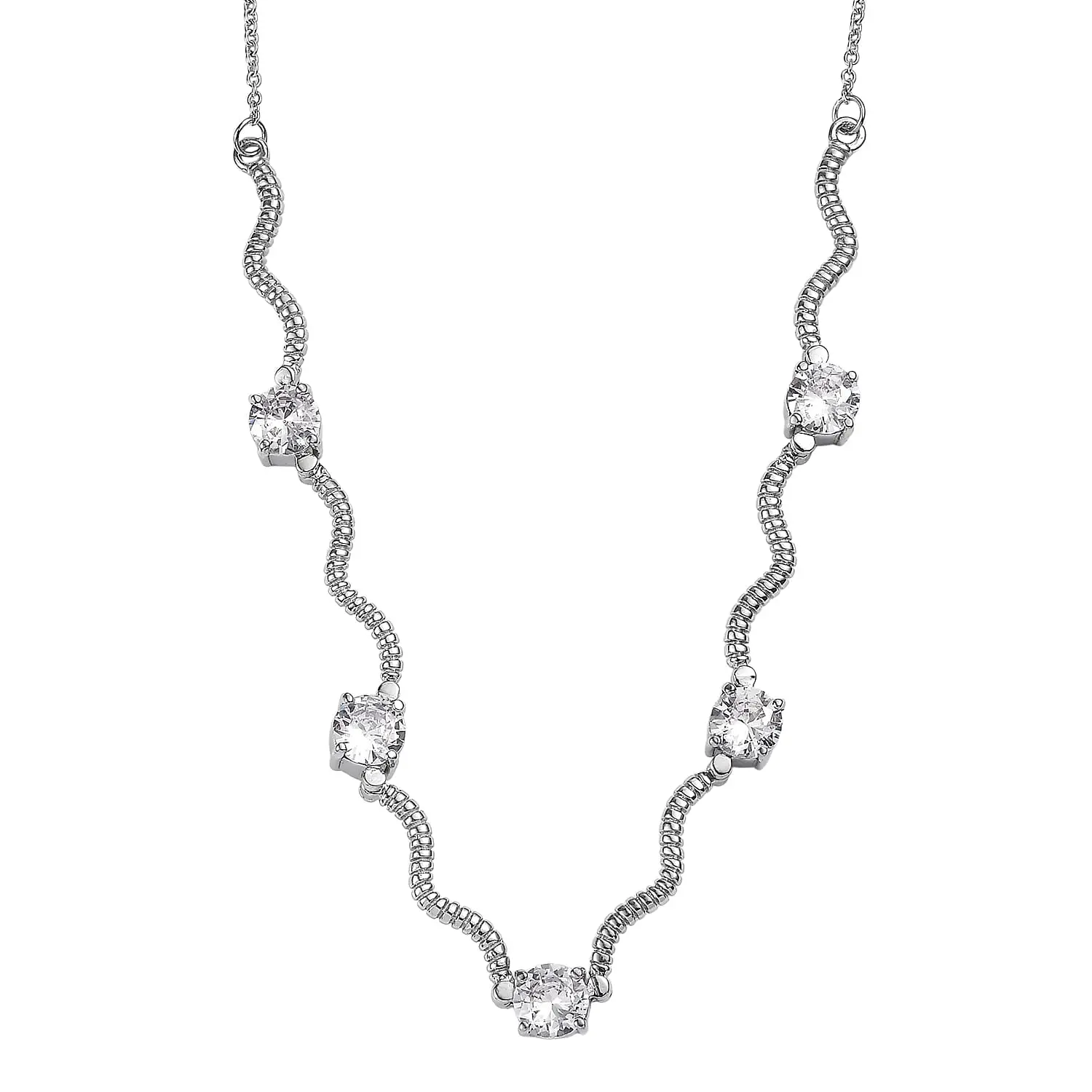 EverTrue Simulated Diamond Necklace (18 Inches) in Stainless Steel 10.25 ctw