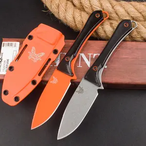 BM 15201 High Hardness Outdoor Straight Knife, Wild Survival Edc Pocket Knife with Sheath, Camping Tool, Fruit Knife, Practical Gift for Men