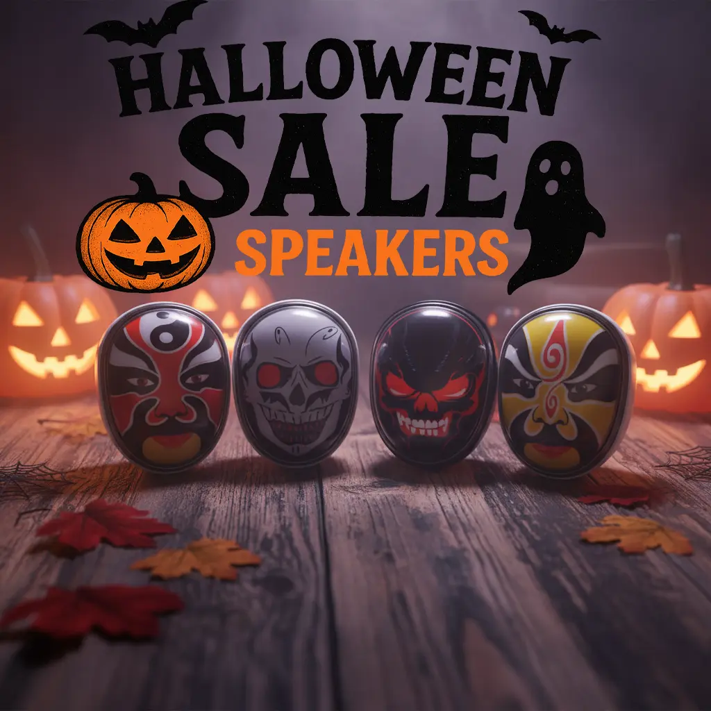 Special Mini Speakers Portable Skull Mask Speaker with 7-color Rhythm Light Design TWS Pairing Unique Design for Chinese Opera Audio Smartphones subwoofer Red