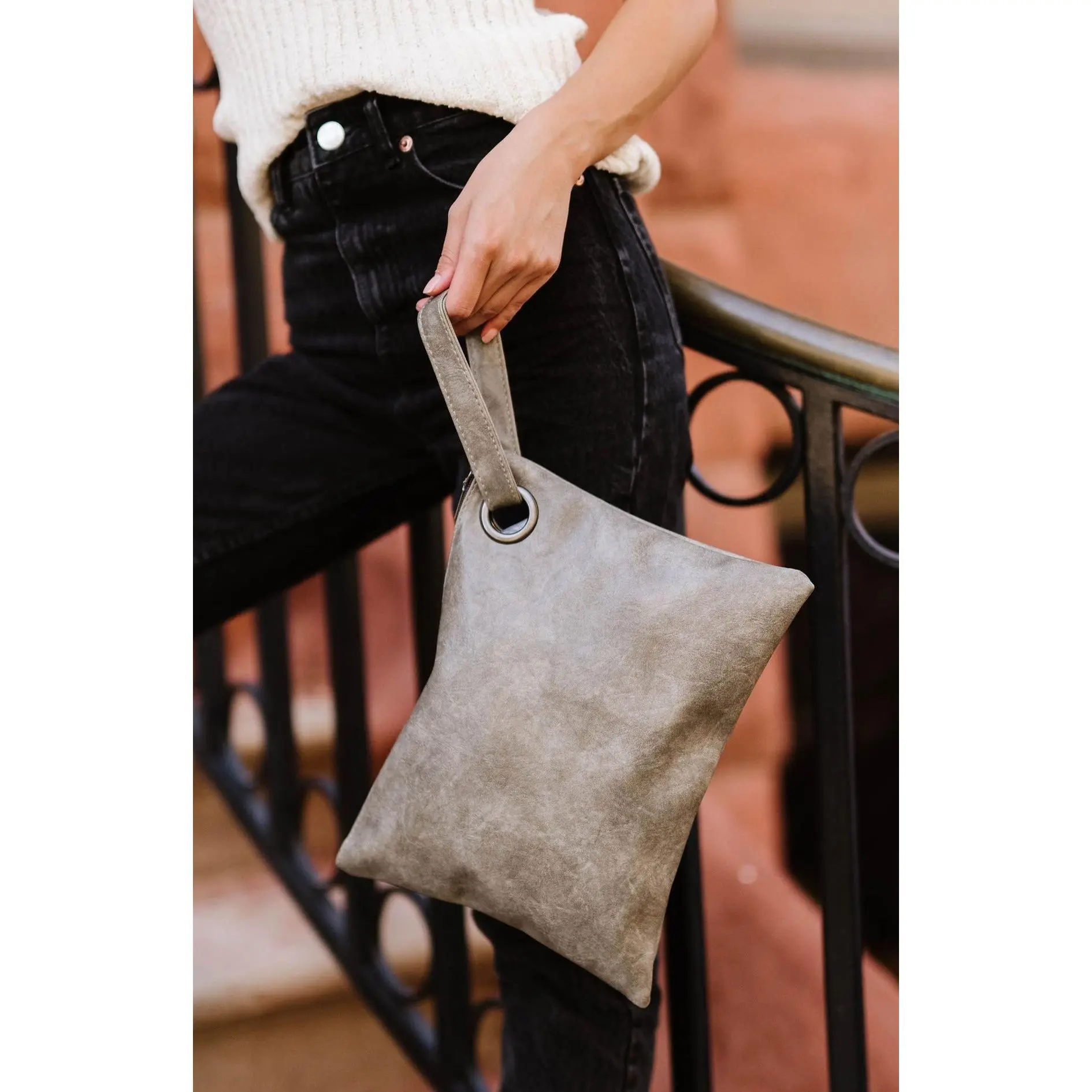 Women's Oversized Alexa Clutch Wristlet - Vegan Leather, Wrist Straps, Evening Clutch Bag - Final Sale