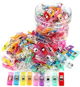 Sewing Clips, 100 Pcs with Plastic Box, Premium Quilting Clips for Supplies Crafting Tools, Assorted Colors Plastic Clips for Crafts, Sew Clips, Binding Crafting Clips, Bag Clips, Sewing Tools
