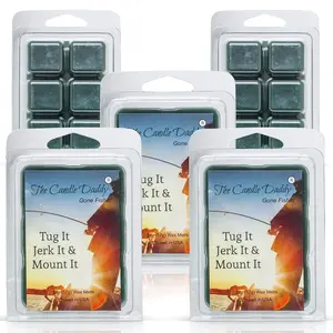 5 Pack - The Candle Daddy's Gone Fishin' - Tug It Jerk It & Mount It - Rustic Cabin Scented Melt- Maximum Scent Wax Cubes/Melts - 2 Ounces x 5 Packs = 10 Ounces