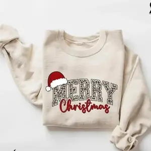 Cute winter sweatshirt with a Merry Christmas message, retro holiday cotton crewneck for women, vintage Christmas graphic sweatshirt, cozy unisex gift for her, classic Christmas top for seasonal outfits