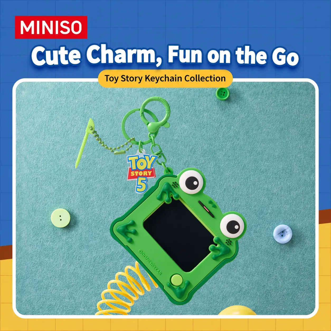 MINISO x Disney Pixar Toy Story Mini LCD Drawing Board Keychain | Reusable Doodle Pad with One-Touch Erase, Cute Bag Charm for Backpacks, Keys & Gifts