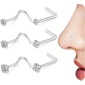 Nose Rings and Nose Studs Sets for Women Men,Hypoallergenic 316L Surgical Steel Nose Hoops Can Be Used for Helix Cartilage Multi-Use Earrings Piercing,L Shape and Corkscrew Nose Studs Comfort Fit Everyday Wear Jewelry