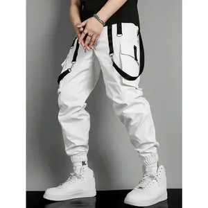 White Techwear Cargo Pants | Streetwear Strappy Bottoms