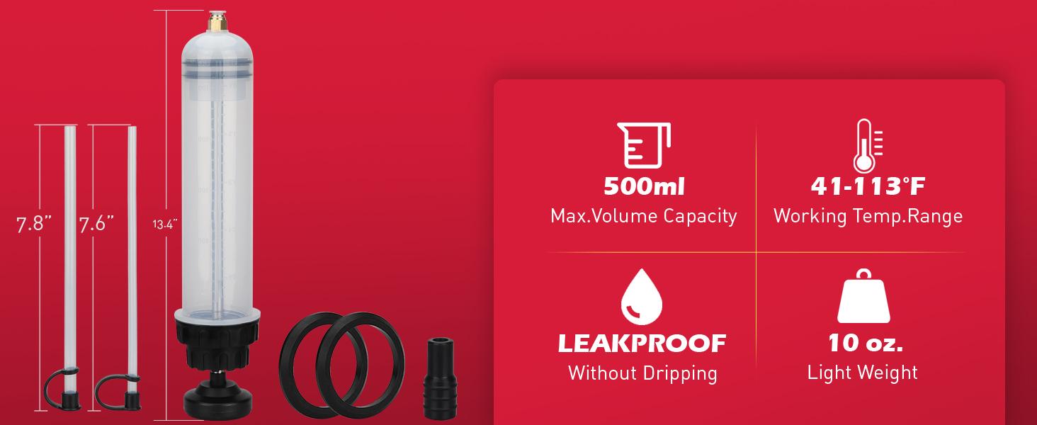 SEDY Fluid Extractor Multi-Purpose Oil Syringe with 500CC, Oil Suction Pump, Manual Extraction and Filling Pump, Automotive Oil Syringe(17.6 Oz./0.45 Qt./500 CC)