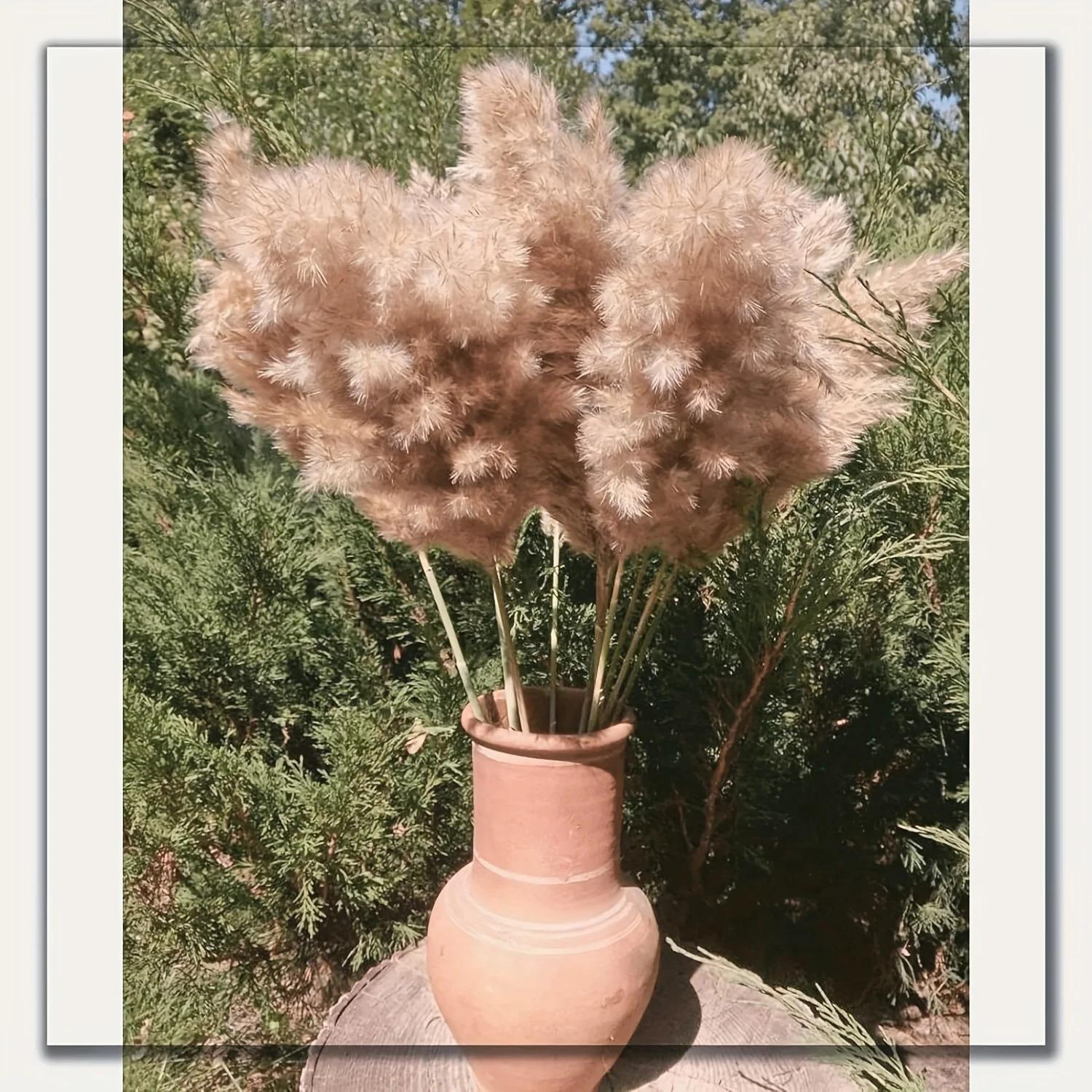 20 Pcs 23 Inch Tall Fluffy Pampas Grass XL Size Brown Dry Pompous Grass Decor Wedding Flower Boho Decor Natural Pompas Flower