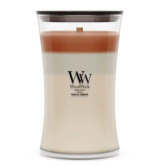 VANILLA EMBERS WoodWick 22oz Jar Candle Burns 180 Hours - 3 in One