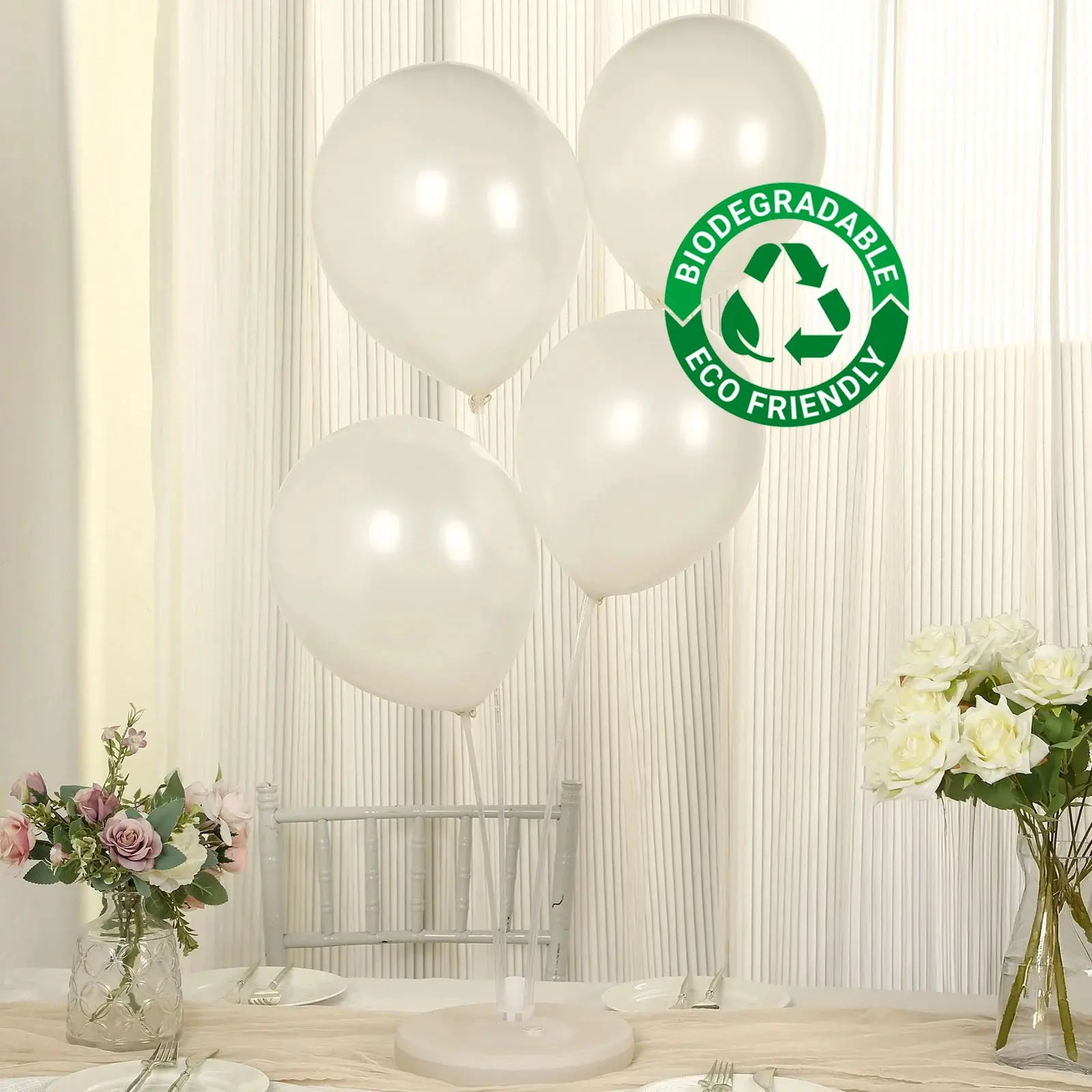12" Extra-Strong Standard Biodegradable Latex Helium Balloons, 50-Pack Thick Eco-Friendly Home & Party Supplies for Wedding, Birthday - Balloon Decor, Photo Booth Props, Hanging Decor