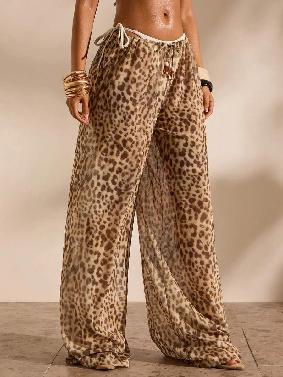 Women's Leopard Print Palazzo Pants