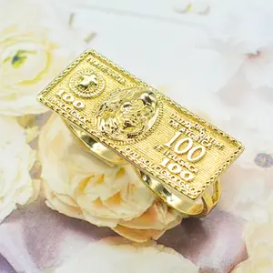 Couple Two-Finger Dollar Bill Rings for Men – Hip Hop Hollow Connected Rings, Trendy Statement Jewelry for Daily Wear & Parties, Gift for Boyfriend