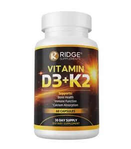 Ridge Supplements Vitamin D3 K2 5000 IU with BioPerine for Immune Health and Bone Strength | High Potency D3 with K2 MK-7 and Calcium Support for Men and Women