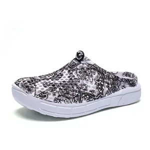 Women's Floral Print Non-Slip EVA Clogs, Lightweight Breathable Plastic Footwear, Summer Slide Shoes for Beach & Home Daily Wear
