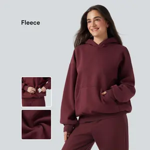 Halara Hooded Long Sleeve Fleece Casual Cotton Sweatshirt with Pockets