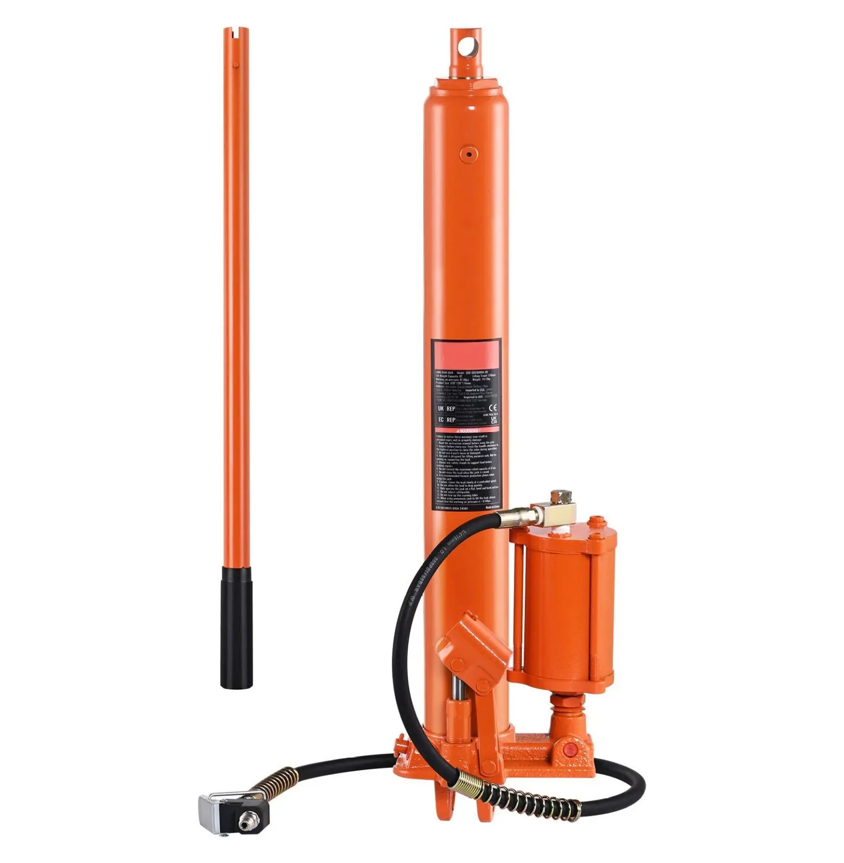 8 Ton Hydraulic Long Ram Jack, Engine Hoist Cylinder with Air Pump - 26-46" Lift Default