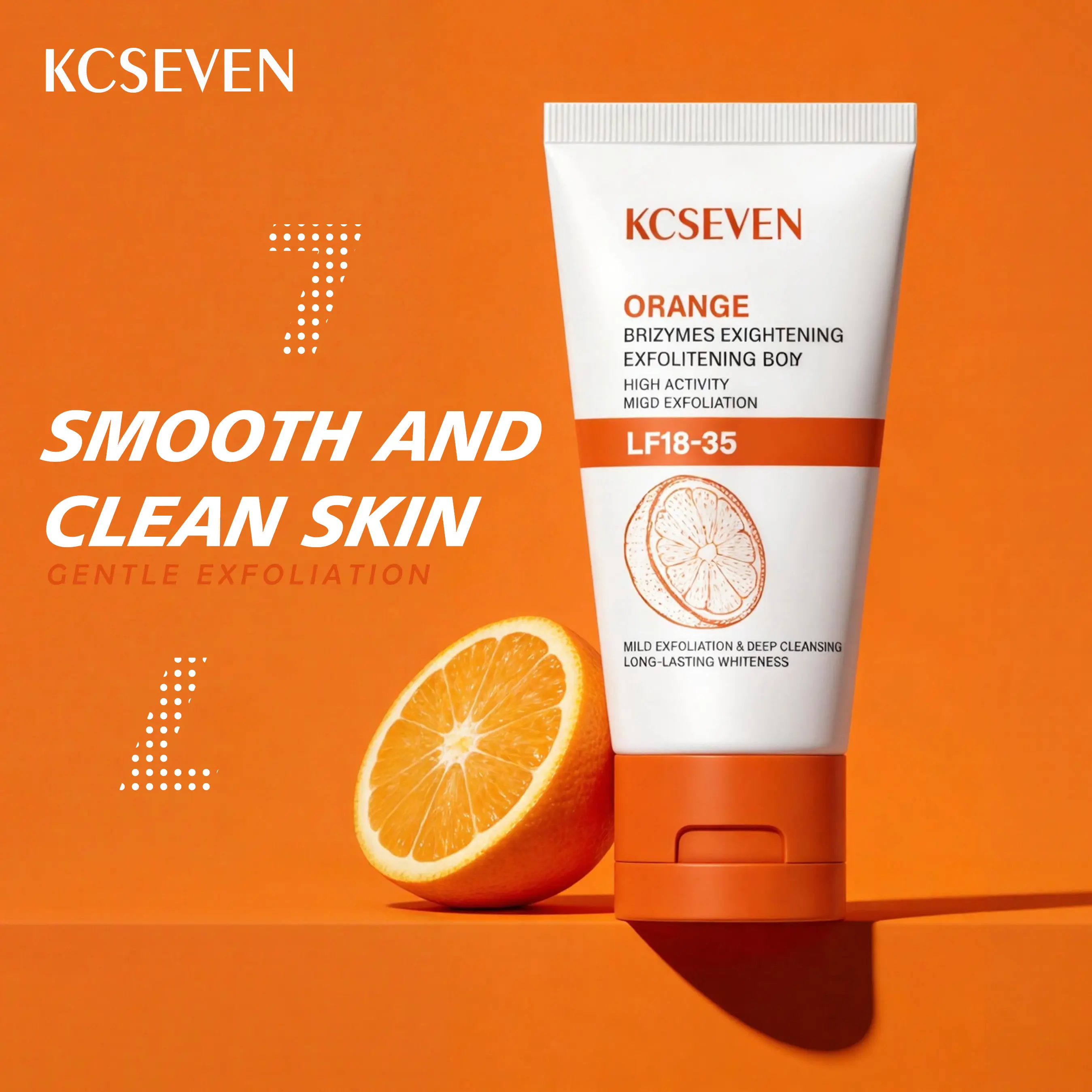 KCSEVEN Orange Exfoliating Gel: Natural exfoliant, gentle and non-irritating, nourishing and moisturizing | Suitable for all skin types, face and body. Deeply cleanses | Repairs and purifies skin.