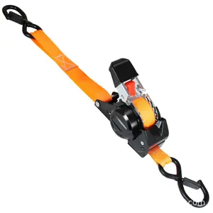 Heavy Duty Retractable Ratchet Tie Down Strap, 1inch X 7ft, with Safety Lock S Hook, Suitable for Motorcycles, ATVs, Utility Off-Road Vehicles, Lawn Equipment, Cargo, Compatible with Toyota Tacoma and Tra Cargo Box Rail Systems