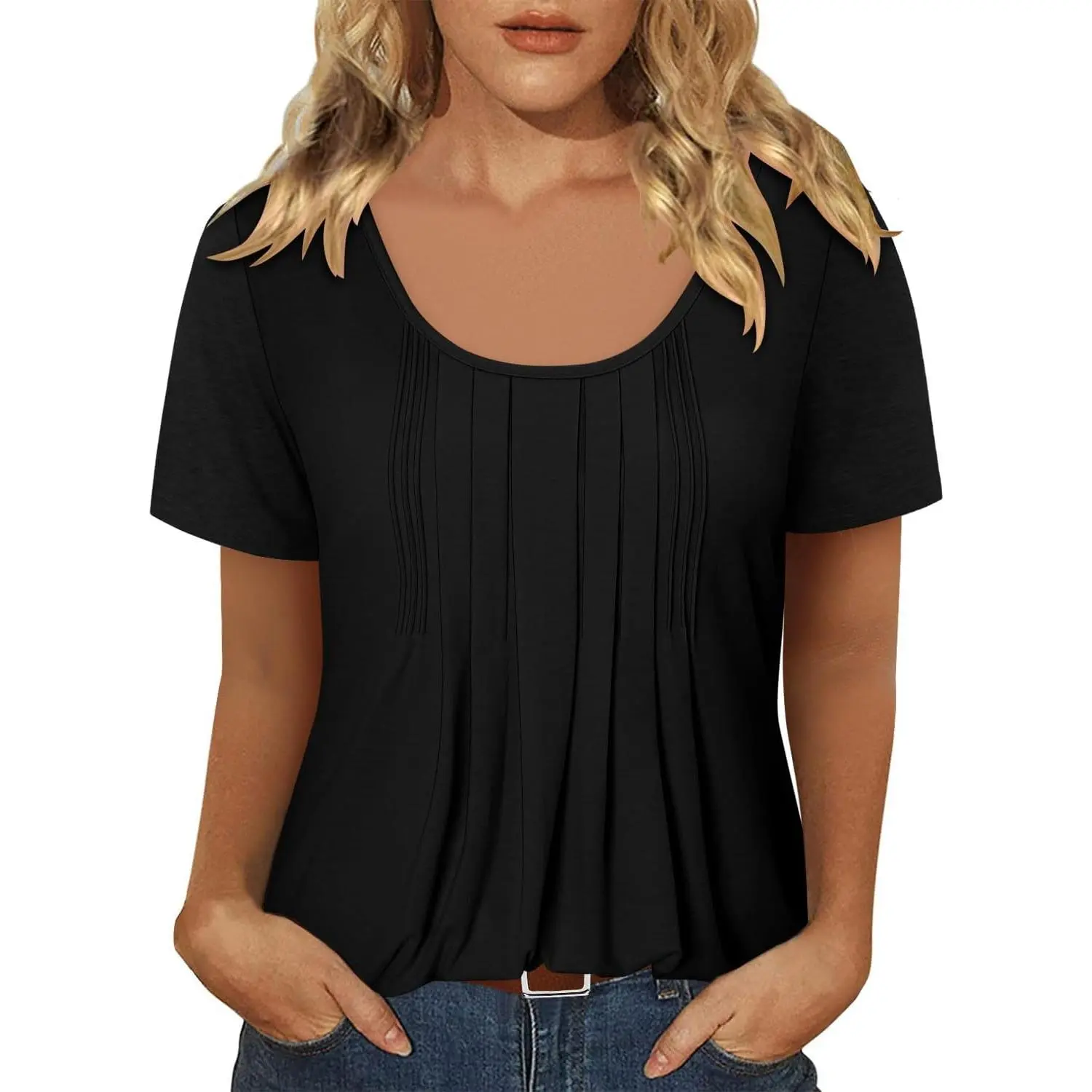 Womens Flowy Tunic Tops Short Sleeve Shirts Round Neck Ladies Blouses Summer Trendy TopAB16BoltCraft Womens Flowy Tunic Tops Short Sleeve Shirts Round Neck Ladies Blouses Summer Trendy TopAB16BoltCraft