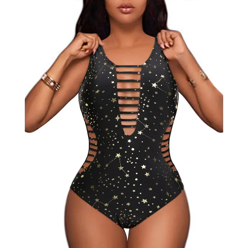 Aqua Eve Women Sexy One Piece Swimsuits Plunge Deep V Neck Cutout Bathing Suits Swimwear mrs netta