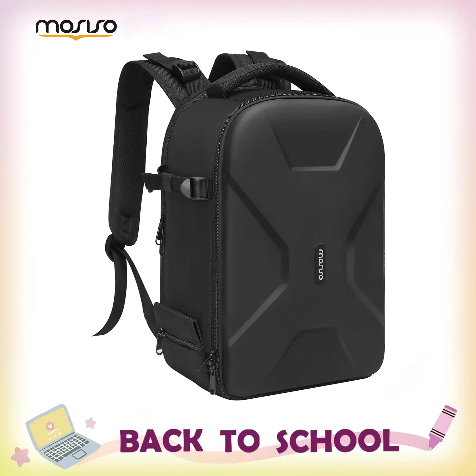 MOSISO 13in Waterproof Camera Backpack - Tripod Holder, Laptop Compartment, Storage - Compatible with Canon, Nikon, Sony DSLR/SLR/Mirrorless Cameras, Smartphones & Accessories for Travel, Hiking