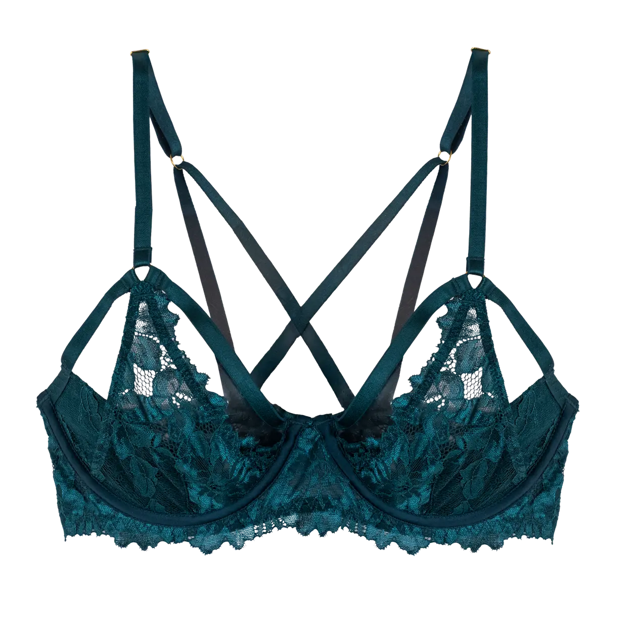 Lacy Underwire Padded Bralette - Teal