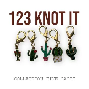 Five Cacti Stitch Marker Set With Medium Clasps