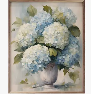 16" X 20" Hydrangeas In White Vase