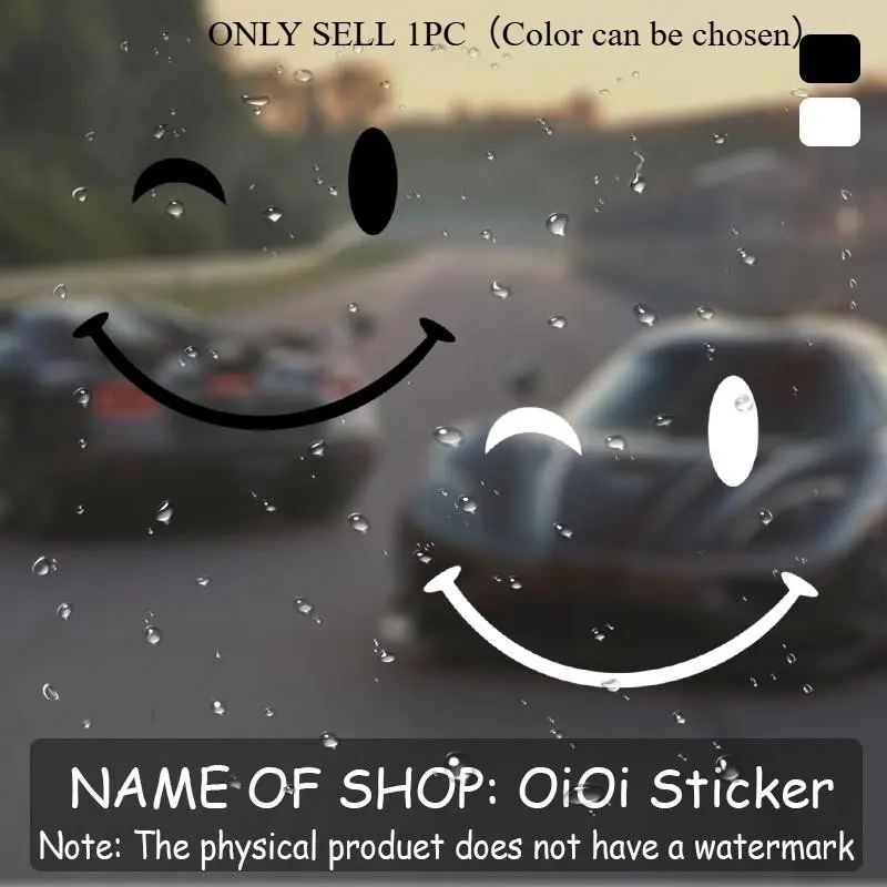 1PC Cute Smile Logo Sticker, Car Decals, Car Stickers, Stick on car windows, black & white smiley face decor with playful vibe, car owners can use as lively decoration