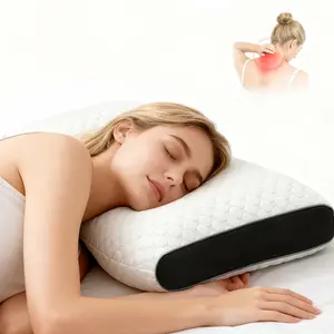 SOFTORA-2 piece 3D SPA massage neck pillow, adjustable ergonomic orthotic support neck protection and relieves neck pain sleep aid + Free Eye Mask Gift.