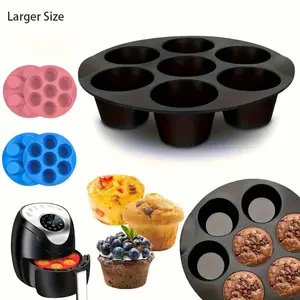 1PC Silicone Air Fryer Baking Mold - Collapsible, Non-Stick for Cakes, Cupcakes, Muffins, Egg Bites - Perfect for Suitable for RV Kitchens and Homes，Air Fryer Accessories, Silicone Muffin Pan