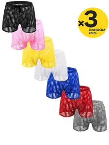 Men's Breathable Mesh Underwear Set, Soft Comfortable Fitted Briefs, Solid Color Design, Ideal for Daily Wear & Sports