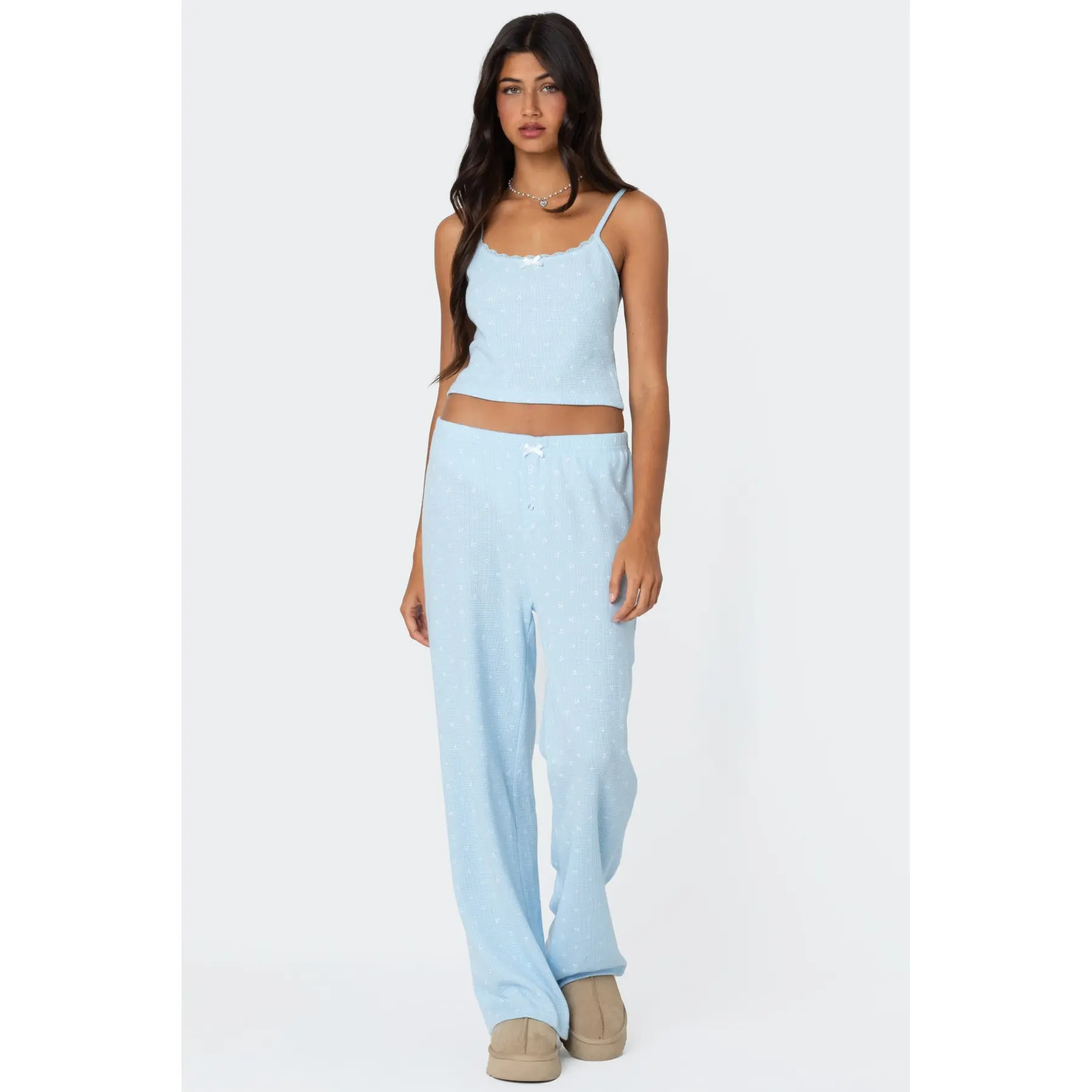 Petal Printed Waffle Pants Petal Printed Waffle Pants