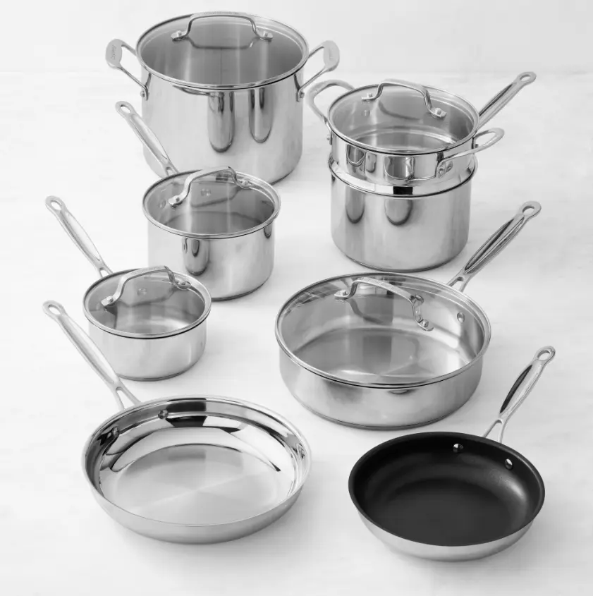 Cuisinart Chef's Classic Stainless-Steel Ceramic Nonstick Mixed Material 13-Piece Cookware Set