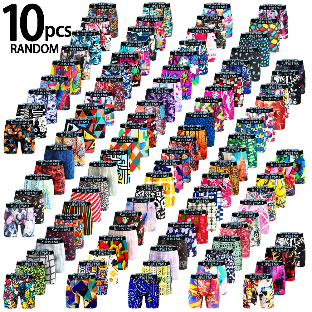 KJFISTMU 10-Piece Men's Boxer Briefs Swim Trunks - Invisible Low-Waist Soft Boxer Briefs, Suitable for Gym, Cycling, and Beach Wear - Comfortable and Breathable