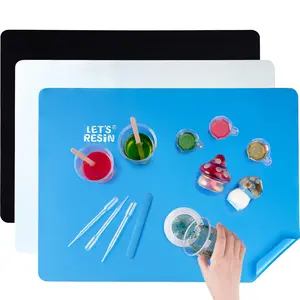 3Pcs Silicone Mat for Crafts, 15.7" x 11.7" Nonstick & Nonslip Silicone Crafts Mat, Multipurpose Heat-Resistant Table Protector Silicone Sheets for Resin, Crafts, Liquid, Paint, Clay - LET'S RESIN