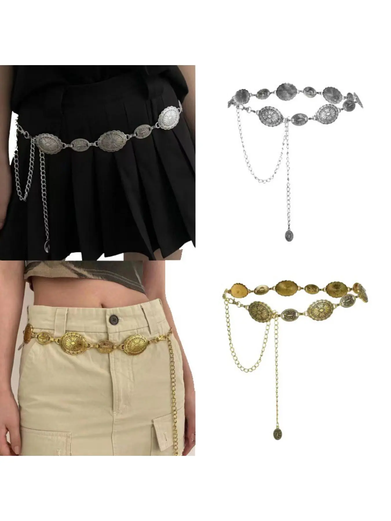 Bohemian ethnic high-end fashionable metal waist chain women's retro casual versatile dress shirt belt Exquisite Belt Trendy Belt