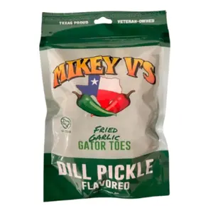 Mikey V’s Gator Toes Dill Pickle Garlic Snacks 3oz – Crispy Deep Fried Garlic Cloves