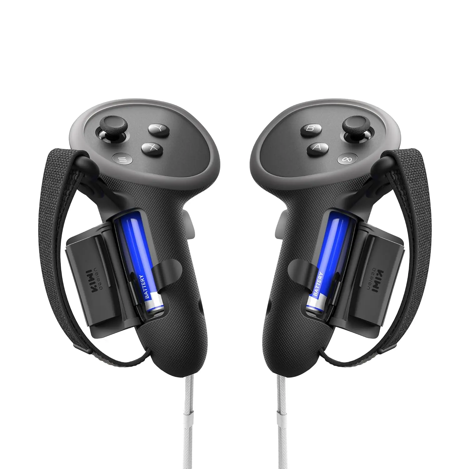 KIWI Design Upgraded Silicone VR Controller Grips Protector, Adjustable Non-Slip Wearable Handle Cover with Battery Opening, Compatible with Oculus/Meta Quest 3/3S VR Devices