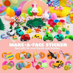 This set of Easter eggs comes pre-loaded with toys and stickers, making it perfect for Easter egg hunts. In addition to the toys, it also serves as a great party gift for children's Easter egg hunts, and can be used as basket stuffing, classroom prizes, o