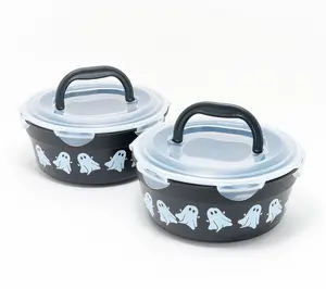 LocknLock Set of 2 Halloween Candy Bowls w/ (2) Handle Lids