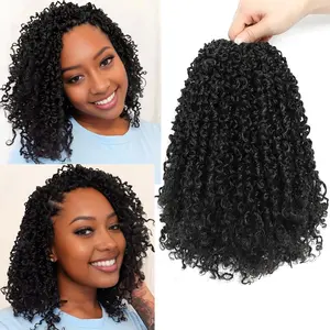 BEFUNNY 8 Inch Pre-looped Yanky Twists Crochet Braids 3 Packs  Passion Twist with Curly Ends Spring Mini Twist Crochet Hair for Black Women Boho Crochet Braids Synthetic