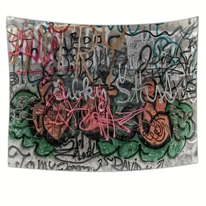 Graffiti Art Print Wall Hanging, Urban Street Style Decorative Tapestry for Living Room Bedroom, Available in Multiple Sizes Peach bedroom decor tapestry mens room decor bedroom decorations cool stuff for your bedroom tiktokshopspringglowup