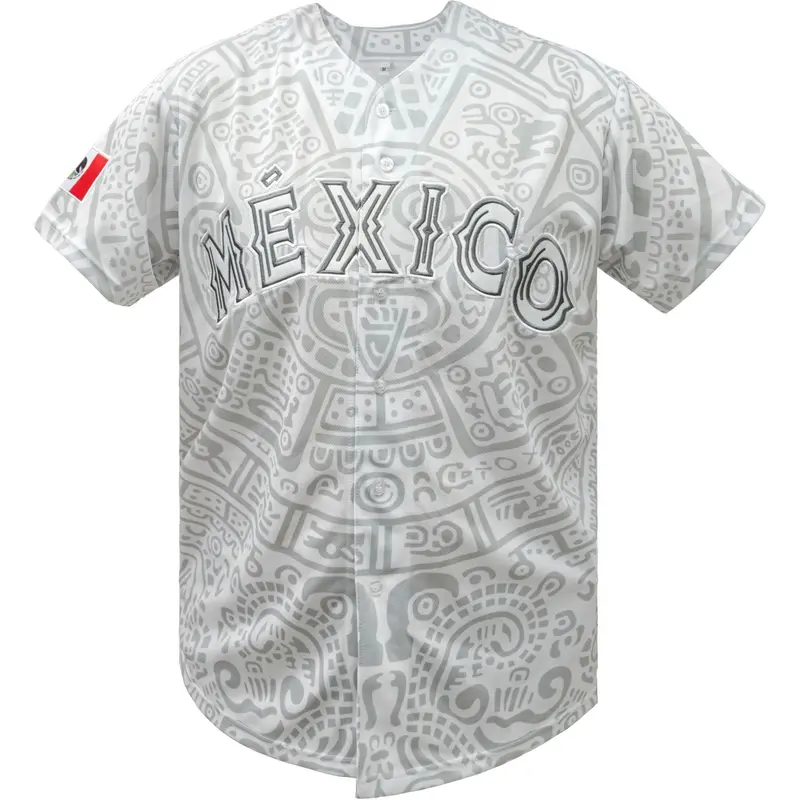 Men's Baseball Jersey, Casual Sports Jersey, Short Sleeve Mexico Embroidered Shirt For Sports, Casual Sporty Top, Embroidery Sportswear