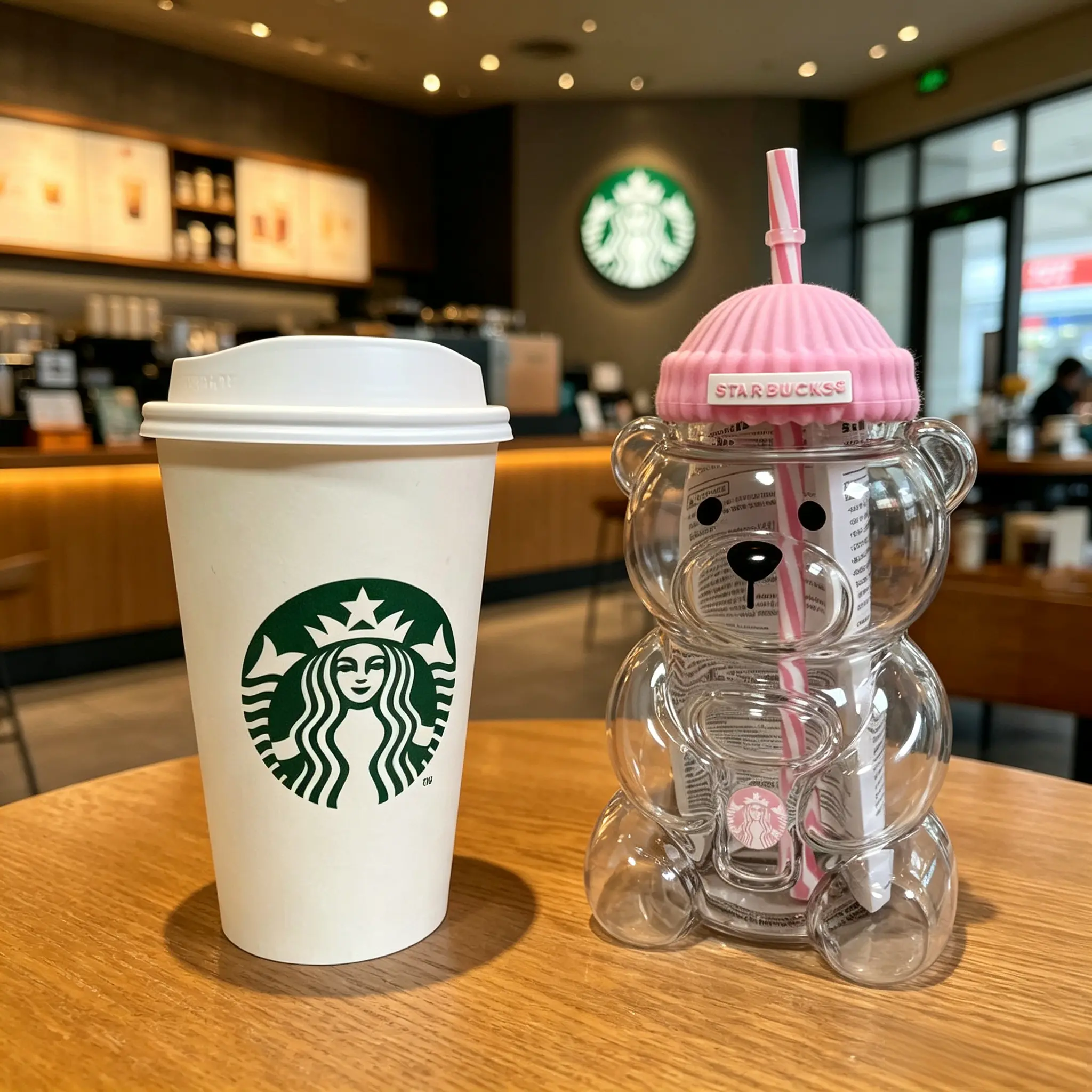 2026 Starbucks glass cup Bear Cup 20oz Limited Edition Glass Cup with Real Photo 591ml