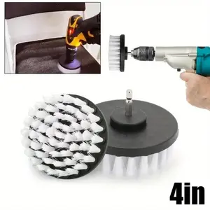 4 Inch Drill Brush Attachment Durable Power Scrubber Tools Home Cleaning Tool For Cleaning Carpet & Leather And Upholstery Soft Cleaning Brush Accessories