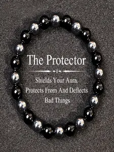 Protection & Memory Healing Bracelet, Tourmaline & Hematite 8mm Gemstone Beads, Unisex Crystal Jewelry, Daily Wear, Energy Shield, Halloween Gift