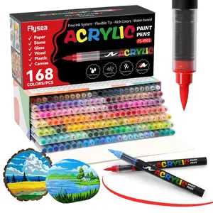 Acrylic Paint Soft Brush Markers Set, 1 Box Brush Tip Acrylic Painting Pen, Flexible Tip Marker, Waterproof & High Saturation Ideal for Wood, metallic, Plastic, Canvas, Fabric, Glass, Ceramic
