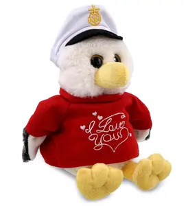DOLLIBU Seagull Sailor Super Soft Polyester Plush Stuffed Toy - 6.5l x 4.5w x 7.5h inches, Red "I Love You" Shirt, Romantic Bedroom Accessory for Adults, Birthday/Valentine's Day Gift