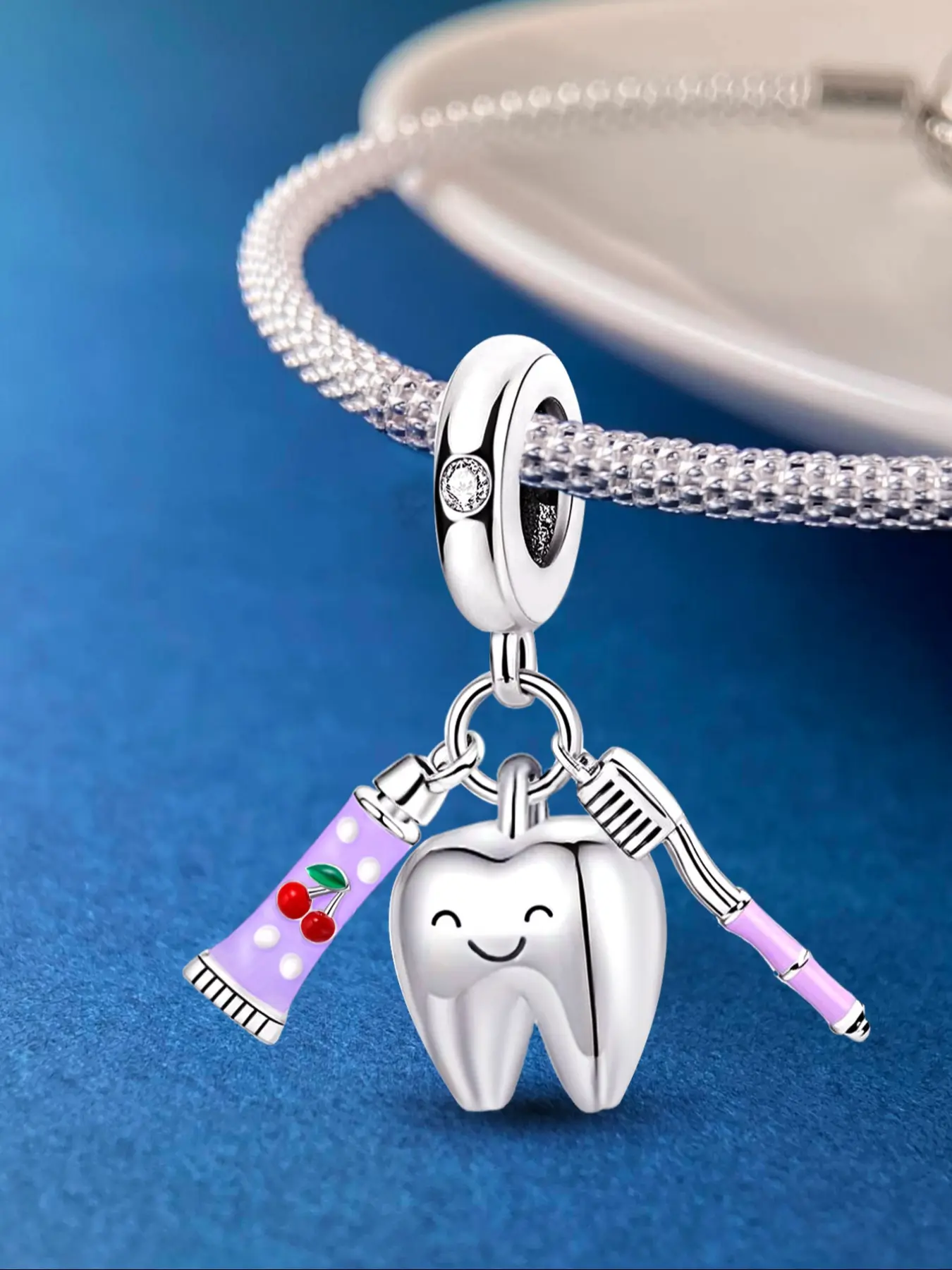 1Pc New Design Cherry Toothpaste Charm Beaded Charm DIY Jewelry Making Kit for Bracelet Creative Craft Material Holiday Gift Pendant Women Birthday Gift Daily Wear Accessories